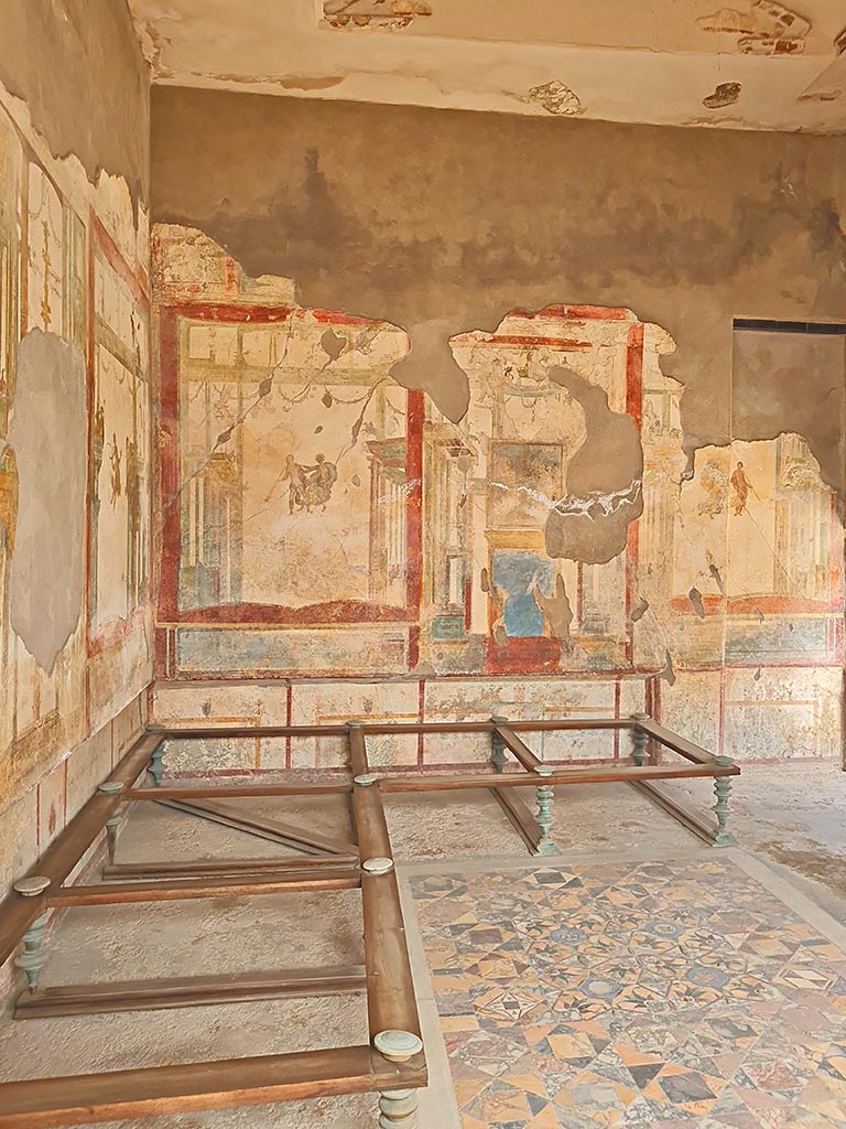 I.7.11 Pompeii. September 2024. 
Looking towards north wall of triclinium. Photo courtesy of Giuseppe Ciaramella.