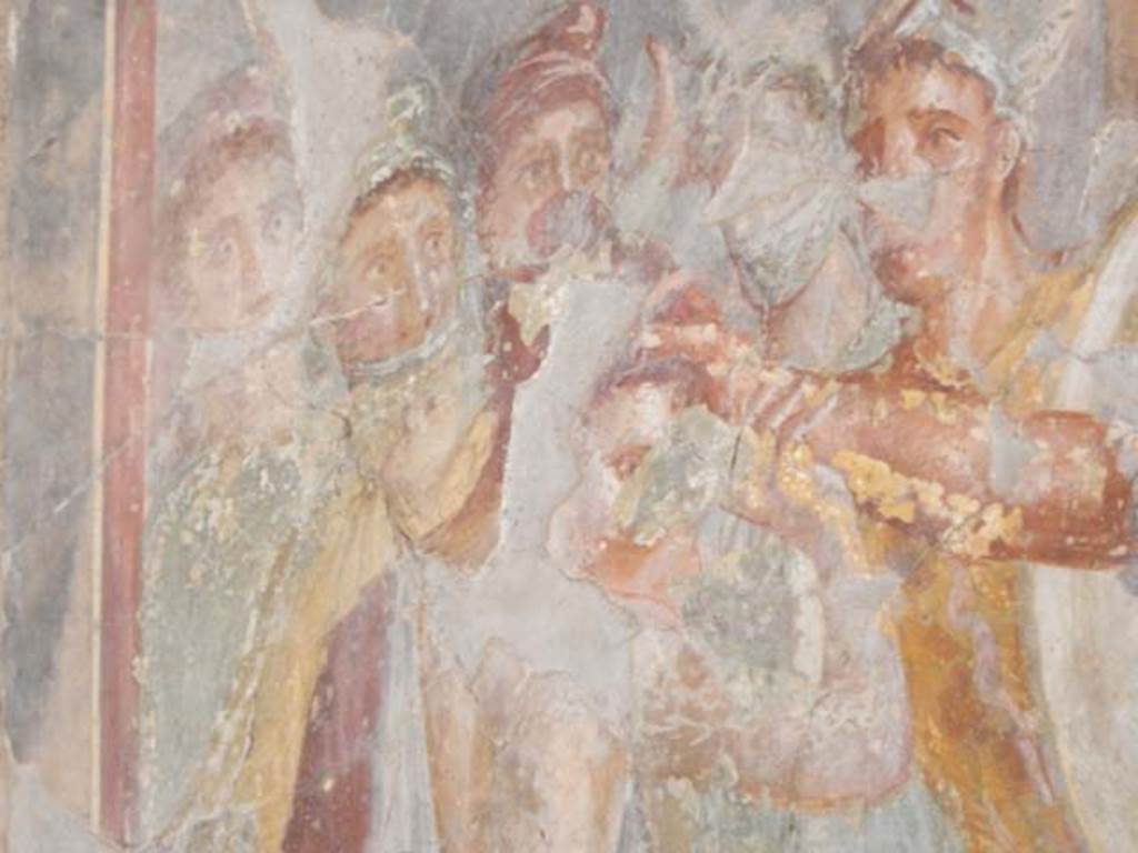 I.7.11 Pompeii. May 2017. Detail from wall painting of Helen and Menelaus, now on east wall. Photo courtesy of Buzz Ferebee.