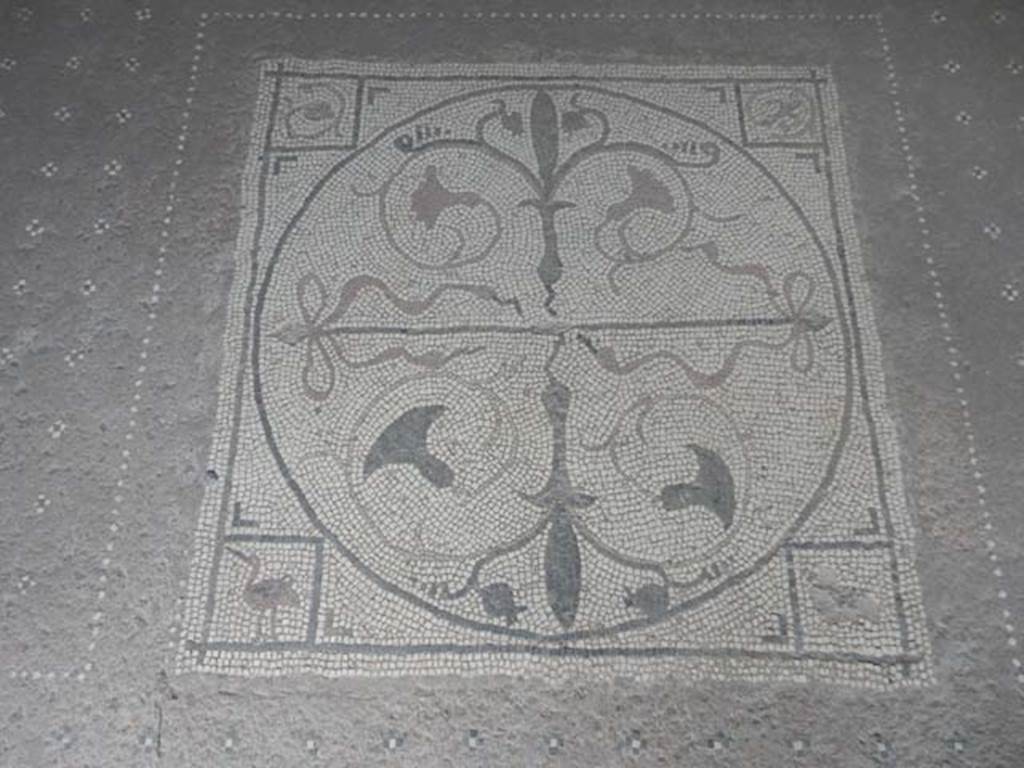 I.7.11 Pompeii. May 2017. Details of plants and birds, from central emblema in exedra. Photo courtesy of Buzz Ferebee.
