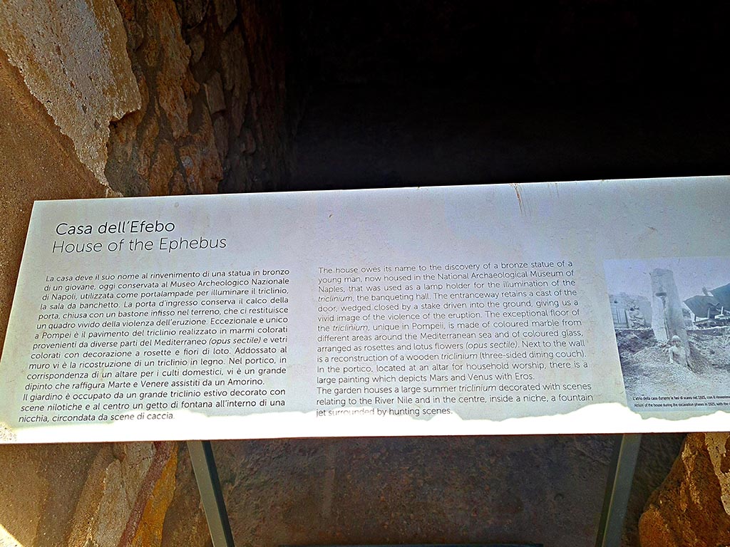I.7.11 Pompeii. September 2024. Information card. Photo courtesy of Giuseppe Ciaramella.