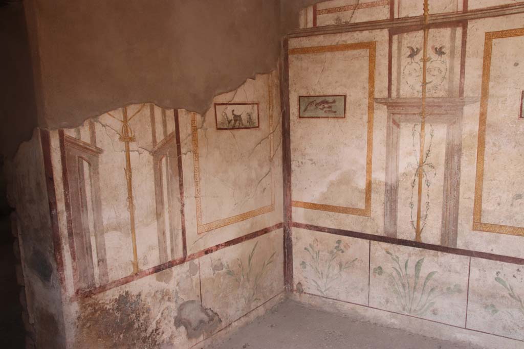I.7.11 Pompeii. September 2021. 
Looking towards east and south walls of cubiculum on south-east side of atrium. Photo courtesy of Klaus Heese.