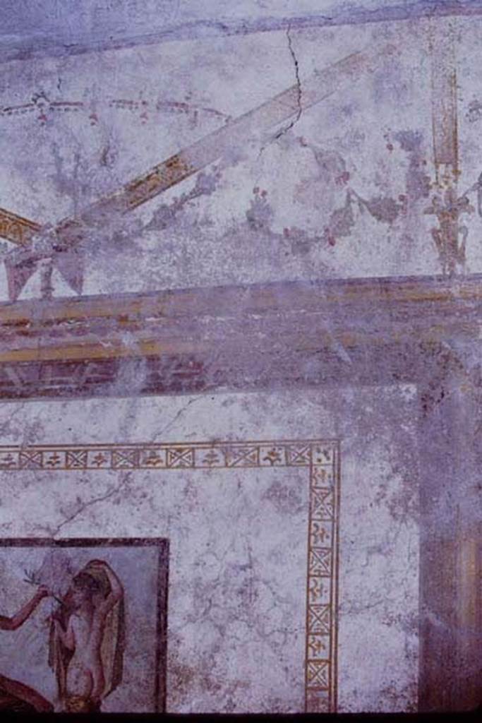 I.7.11 Pompeii, 1968. Painted decoration from south wall.   Photo by Stanley A. Jashemski.
Source: The Wilhelmina and Stanley A. Jashemski archive in the University of Maryland Library, Special Collections (See collection page) and made available under the Creative Commons Attribution-Non Commercial License v.4. See Licence and use details.
J68f0427