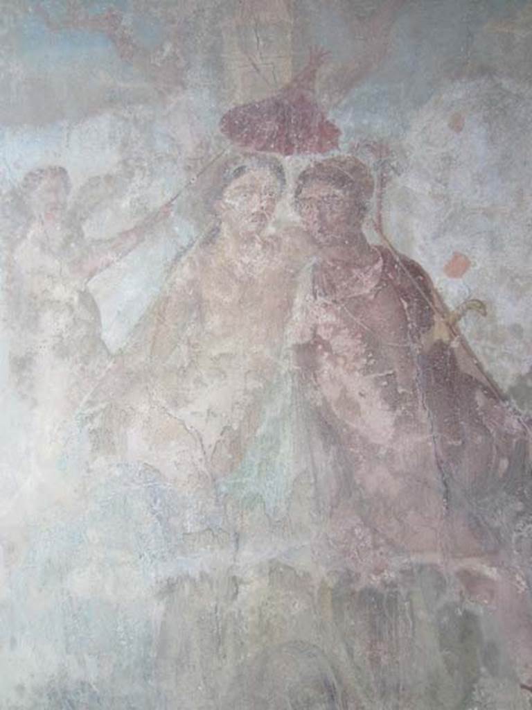 I.7.12 Pompeii. March 2012. Detail of wall painting of Ares and Aphrodite (Mars and Venus) from west wall. Photo courtesy of Marina Fuxa.