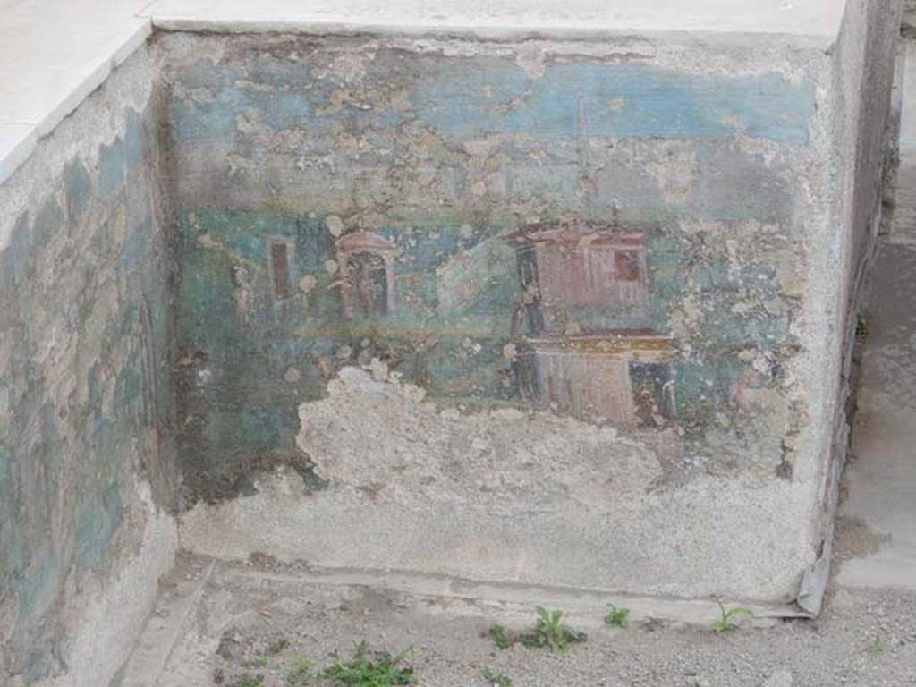 I.7.12 Pompeii. May 2017. Painted panel from south end of east side of summer triclinium. Photo courtesy of Buzz Ferebee.