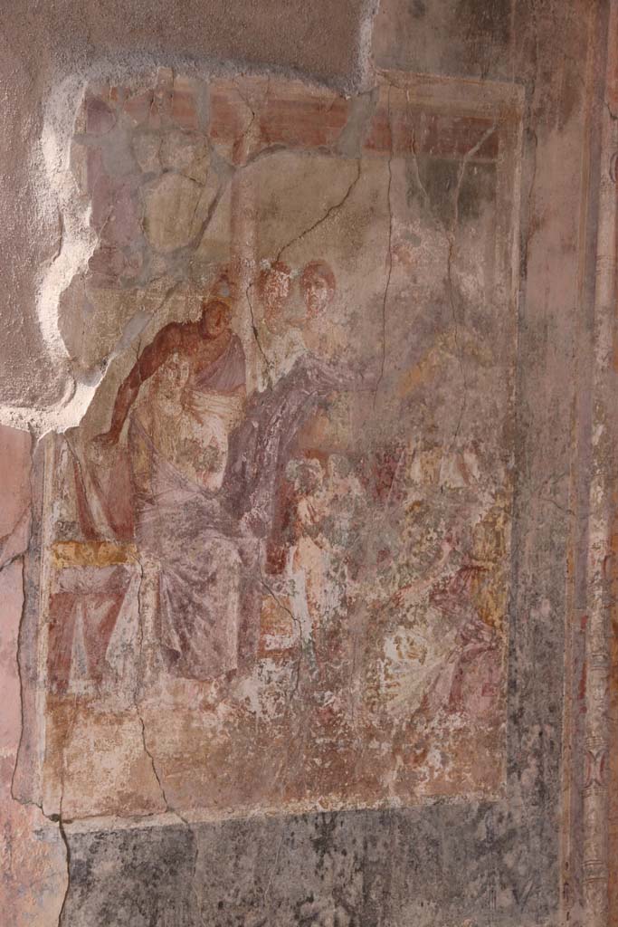 I.7.19 Pompeii. September 2021. 
Central wall painting of Aphrodite and Ares from north wall of tablinum. Photo courtesy of Klaus Heese.