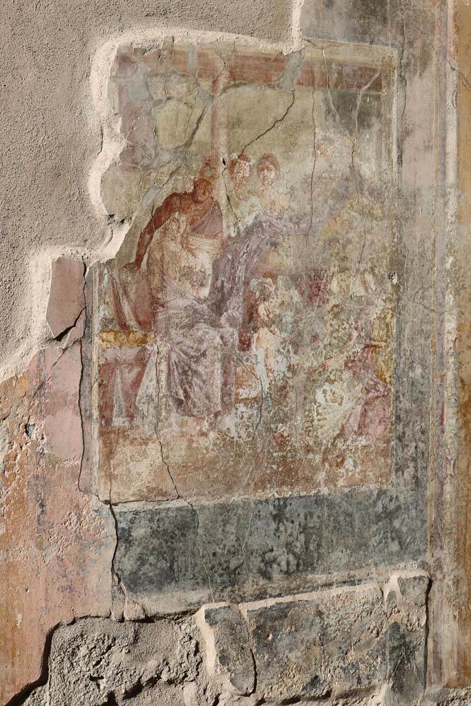 I.7.19 Pompeii. December 2018. 
North wall of tablinum with painting of Aphrodite and Ares. Photo courtesy of Aude Durand.