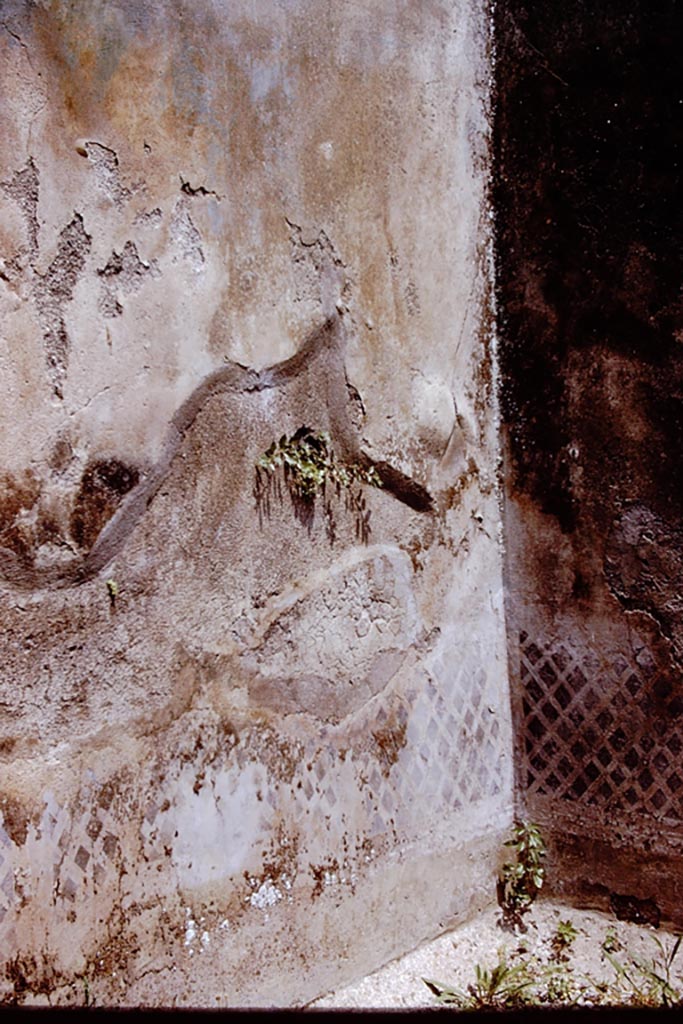 I.7.19 Pompeii. 1972. 
North wall and north-east corner of small garden area. Photo by Stanley A. Jashemski. 
Source: The Wilhelmina and Stanley A. Jashemski archive in the University of Maryland Library, Special Collections (See collection page) and made available under the Creative Commons Attribution-Non-Commercial License v.4. See Licence and use details.
J72f0096