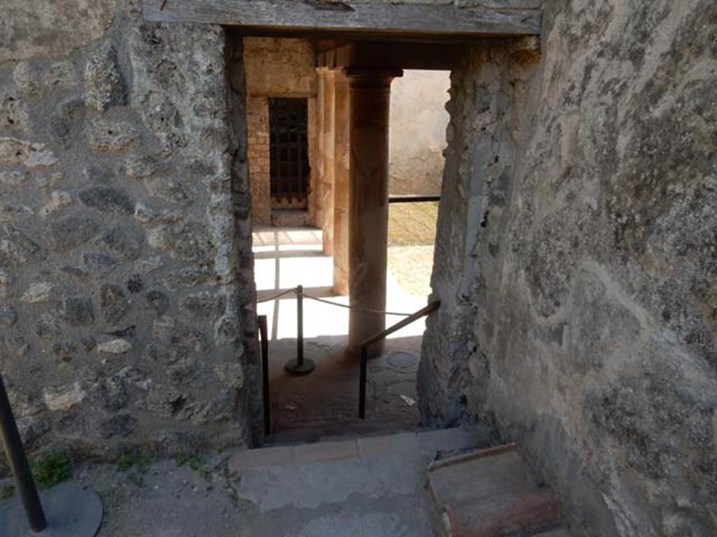 I.7.19 Pompeii. May 2017. Steps down to north portico from garden area of I.7.12. 
Photo courtesy of Buzz Ferebee.
