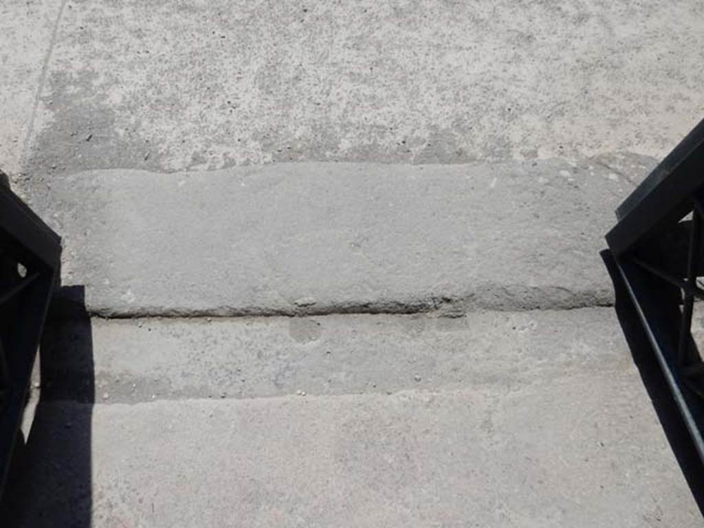 I.7.19 Pompeii. May 2017. Looking west across threshold/sill of entrance doorway.
Photo courtesy of Buzz Ferebee.