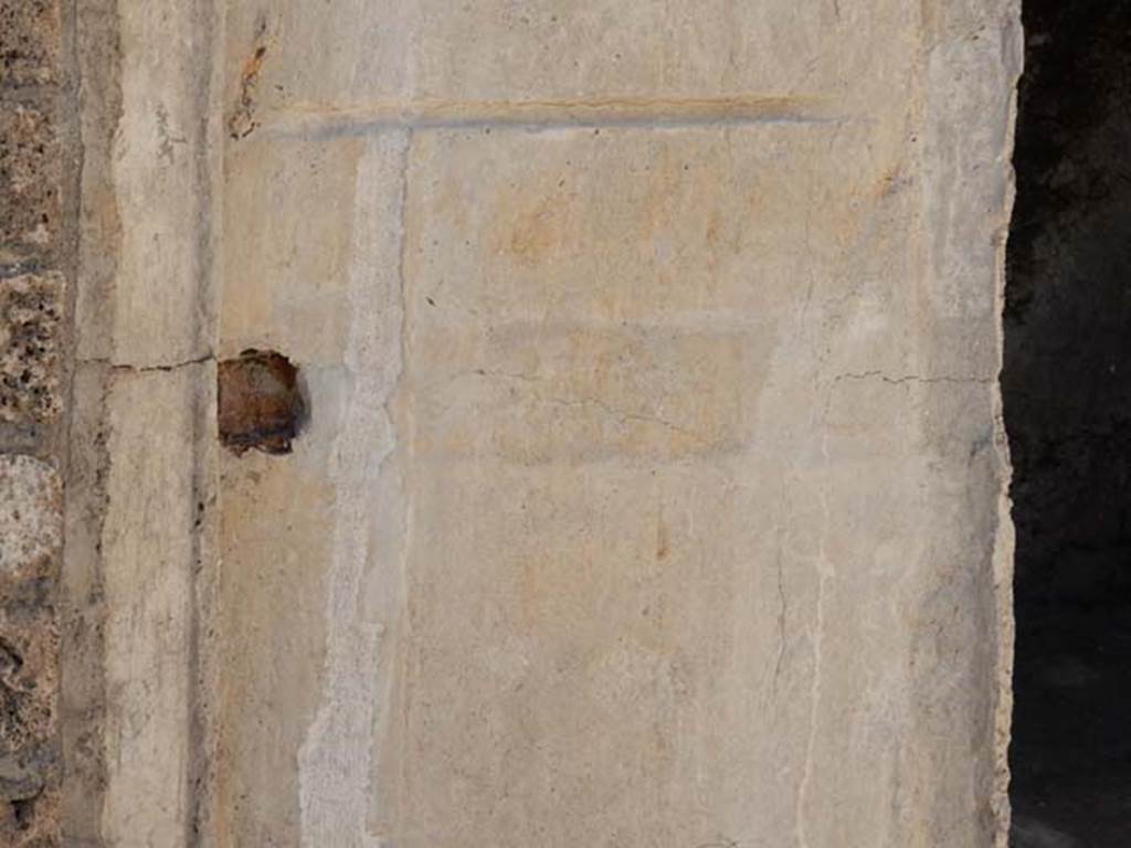 I.7.19 Pompeii. May 2017. Detail of plaster-cast of door in north-west corner of atrium. Photo courtesy of Buzz Ferebee.
