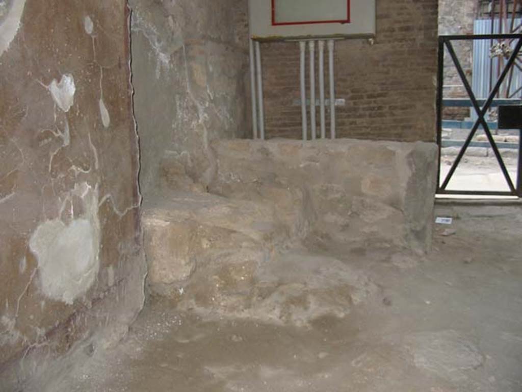 I.8.8 Pompeii. May 2003. West side of caupona, looking towards north-west corner and base of steps. Photo courtesy of Nicolas Monteix.