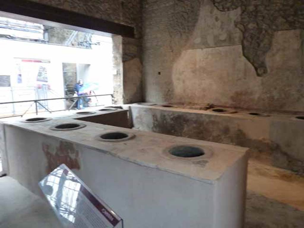 I.8.8 Pompeii. May 2010. East wall and three-sided counter.
