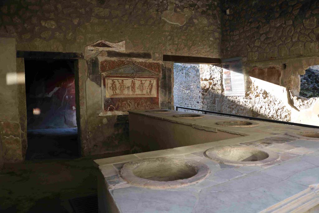 I.8.8 Pompeii. December 2018. Looking south-west across bar-counter. Photo courtesy of Aude Durand.