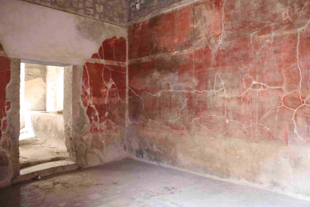 I.8.9 Pompeii. December 2018. 
Room 3, looking towards the doorway into the bar-room of I.8.8, north-east corner and east wall. Photo courtesy of Aude Durand.