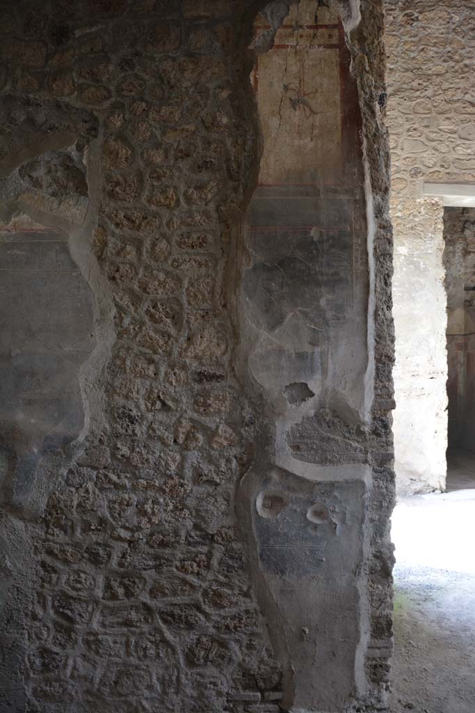 I.8.17 Pompeii. March 2019. Room 7, detail from west wall at north end.   
Foto Annette Haug, ERC Grant 681269 DÉCOR.