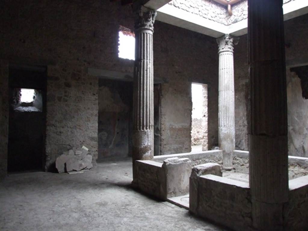 I.8.17 Pompeii. December 2007. 
Room 3, atrium, looking south-west towards doorways to rooms 8, 7 and 6.