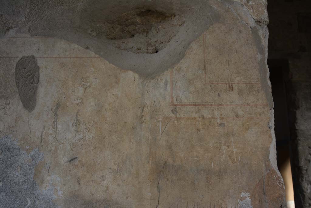 I.8.17 Pompeii. March 2019. Detail from north wall of entrance vestibule 2, at east end.
Foto Annette Haug, ERC Grant 681269 DÉCOR.