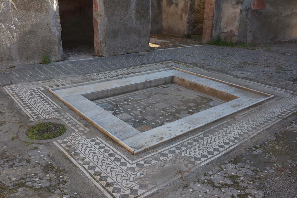 I.9.1 Pompeii. October 2019. Room 2, looking south-east across impluvium in atrium.
Foto Annette Haug, ERC Grant 681269 DÉCOR.