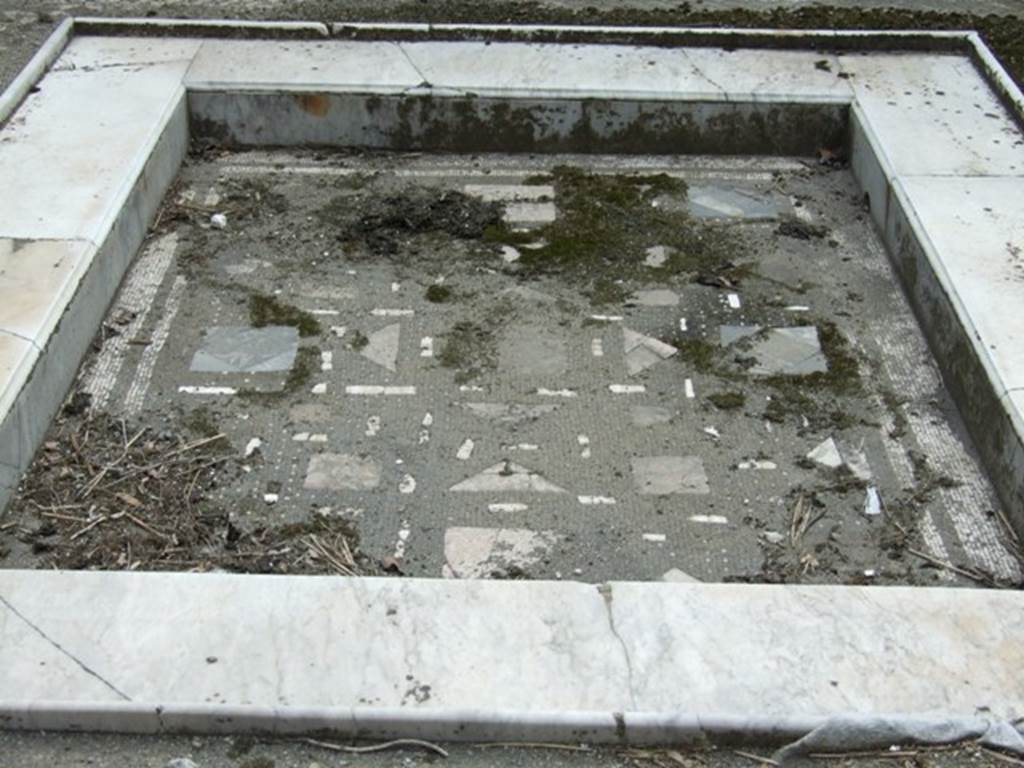 I.9.1 Pompeii. March 2009. Room 2, beautiful mosaic and marble impluvium in the atrium.