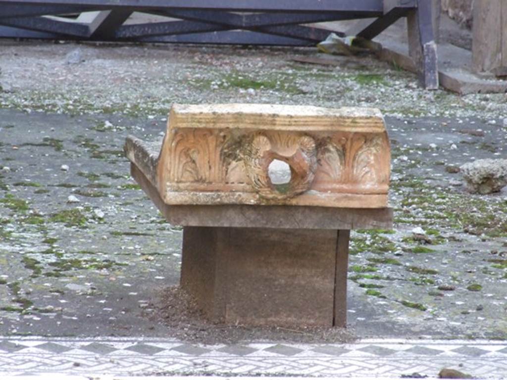 I.9.1 Pompeii. December 2007. Room 2, atrium. Terracotta Grondaia or waterspout.