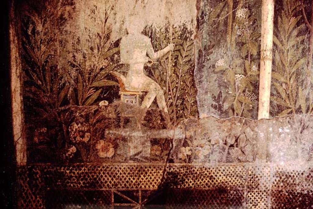 I.9.5 Pompeii. 1964. Room 5, painted seated figure at east end of south wall. Photo by Stanley A. Jashemski.
Source: The Wilhelmina and Stanley A. Jashemski archive in the University of Maryland Library, Special Collections (See collection page) and made available under the Creative Commons Attribution-Non Commercial License v.4. See Licence and use details.
J64f1811