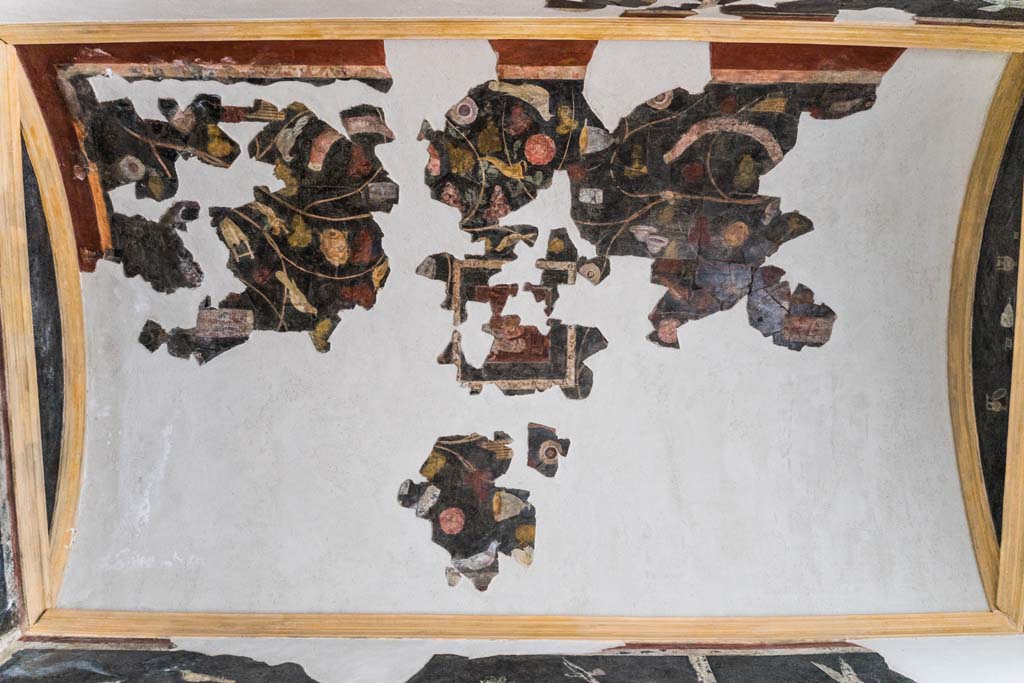 I.9.5 Pompeii. April 2022. Room 11, detail from central panel on ceiling. Photo courtesy of Johannes Eber.