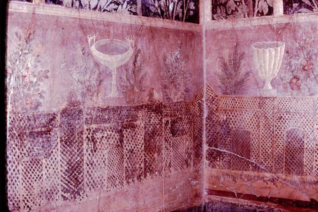 I.9.5 Pompeii. 1977. Room 11, north-east corner of cubiculum. Photo by Stanley A. Jashemski.   
Source: The Wilhelmina and Stanley A. Jashemski archive in the University of Maryland Library, Special Collections (See collection page) and made available under the Creative Commons Attribution-Non Commercial License v.4. See Licence and use details. J77f0461

