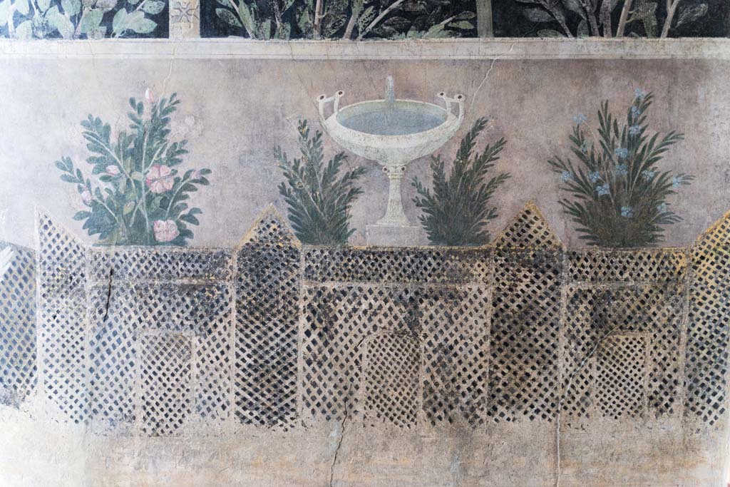I.9.5 Pompeii. April 2022. Room 11, painting of fountain from south wall in south-east corner. Photo courtesy of Johannes Eber.