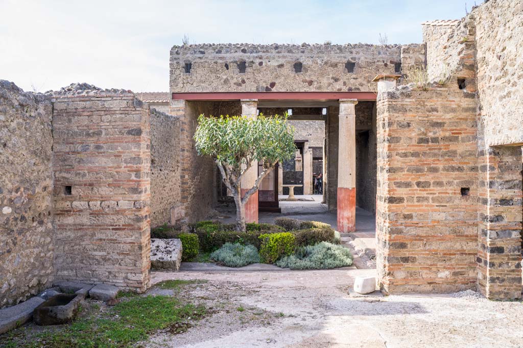 I.9.5 Pompeii. April 2022. 
Room 17, triclinium, looking north to peristyle, through tablinum, across atrium towards entrance doorway.
Photo courtesy of Johannes Eber.