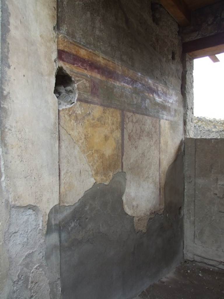 I.9.14 Pompeii. March 2009.  Room 14. East wall of fauces, and plaster cast of inside of front door to I.9.13