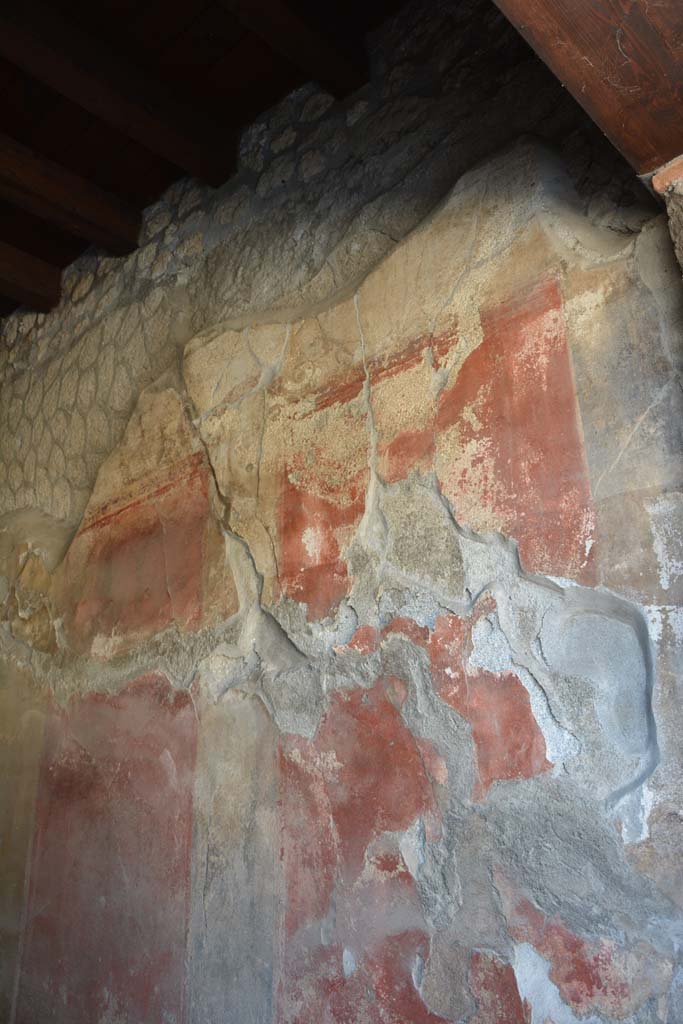 I.10.1 Pompeii. April 2017. Detail of painted decoration plaster on west wall. 
Photo courtesy Adrian Hielscher.