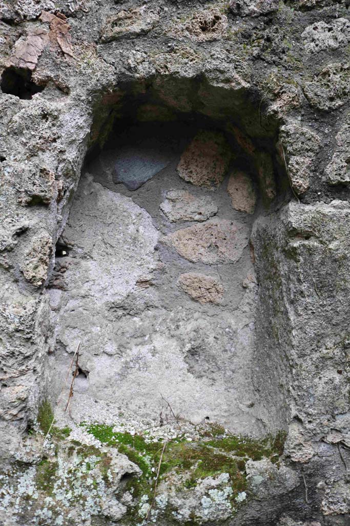 I.10.1 Pompeii. December 2018. 
Detail of the larger niche from south wall. Photo courtesy of Aude Durand.