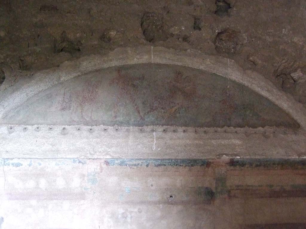 I.10.4 Pompeii. December 2006. Room 47, curved panel below ceiling with painting of Hercules, Deianira and Nessus. 
See Bragantini, de Vos, Badoni, 1981. Pitture e Pavimenti di Pompei, Parte 1. Rome: ICCD. (p.130).
