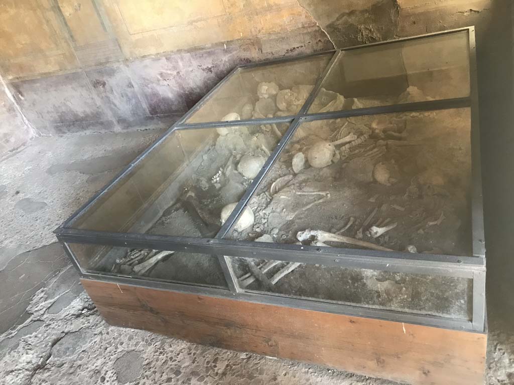 I.10.4 Pompeii. April 2019. Room 19, looking south across glass display case, from doorway. 
Photo courtesy of Rick Bauer.