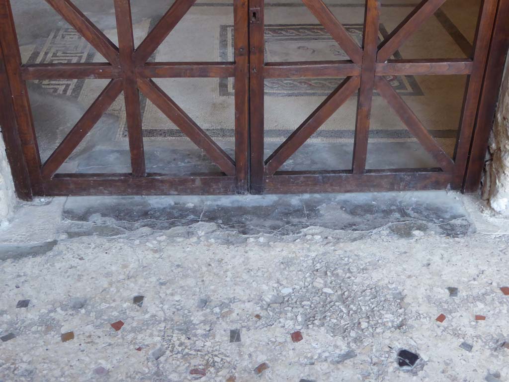 I.10.4 Pompeii. September 2017. Room 21, doorway threshold, and flooring from south portico.  
Foto Annette Haug, ERC Grant 681269 DÉCOR.