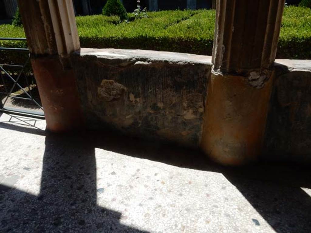 I.10.4 Pompeii. May 2017. Looking west towards painted pluteus on east portico. 
Photo courtesy of Buzz Ferebee.
