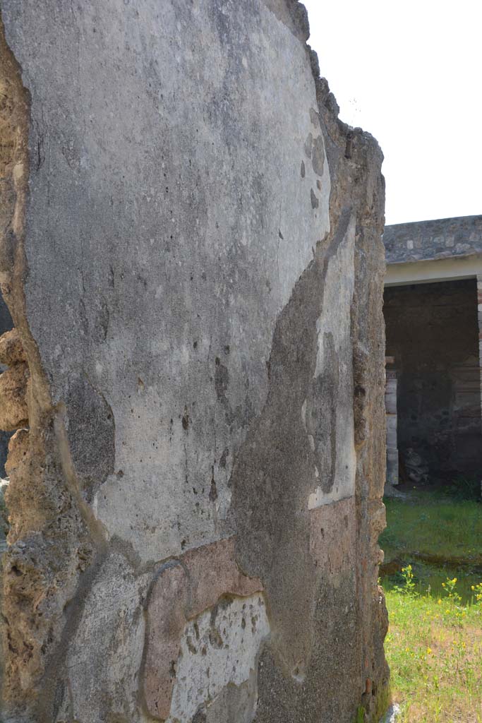 I.10.8 Pompeii. April 2017. Detail of south end of east wall of entrance corridor.
Photo courtesy Adrian Hielscher.