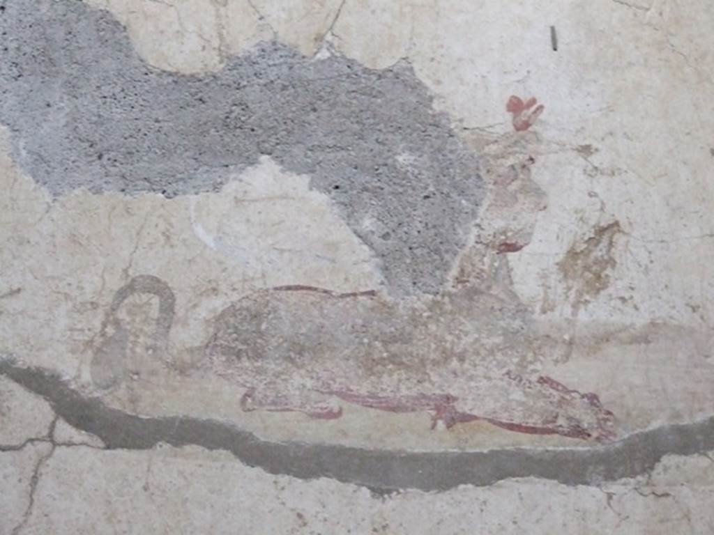 I.10.11 Pompeii. March 2009. Room 7, painting of a sphinx from west end of north wall of cubiculum.  See Bragantini, de Vos, Badoni, 1981. Pitture e Pavimenti di Pompei, Parte 1. Rome: ICCD.  (p.142).