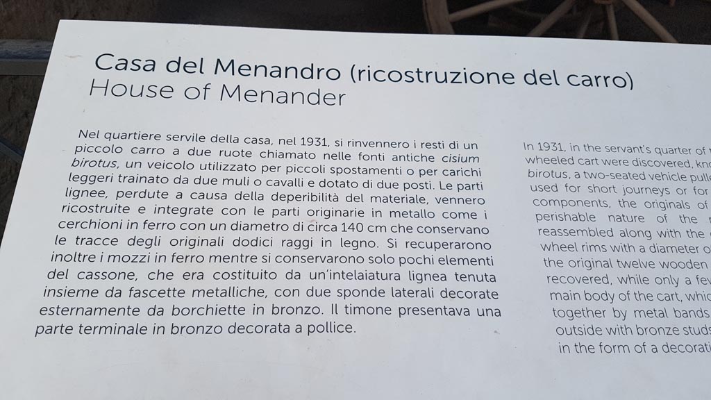 I.10.4 Pompeii. August 2023. Description card. Photo courtesy of Maribel Velasco.