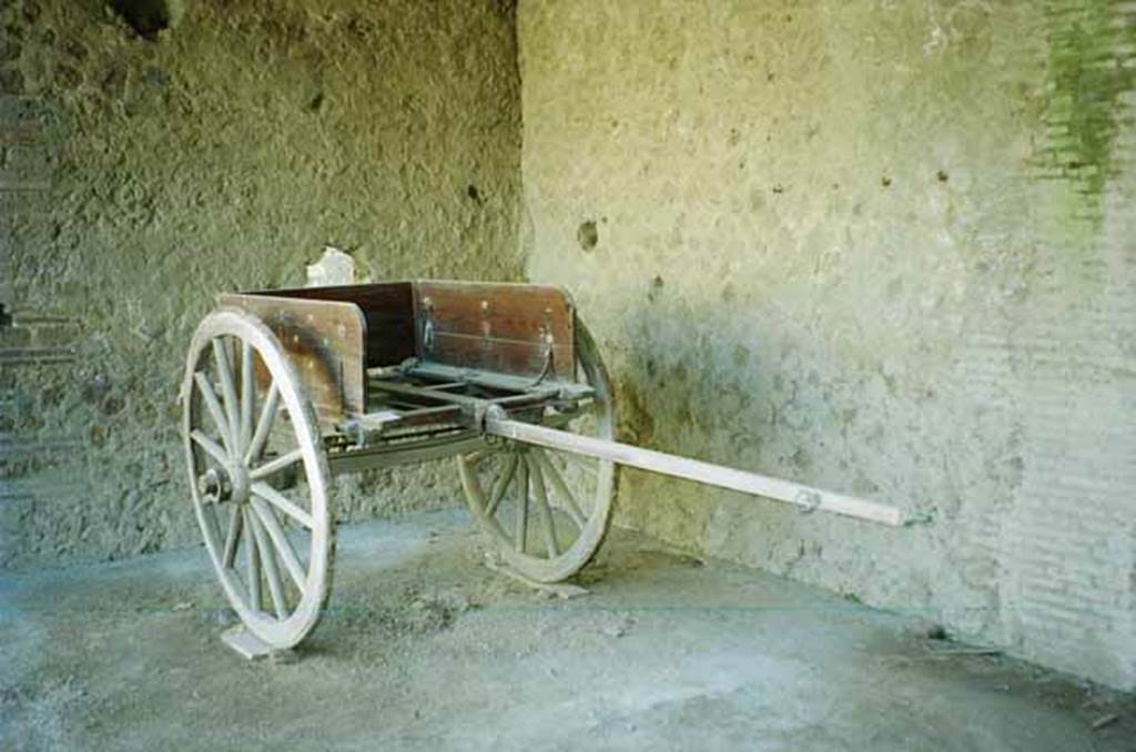 I.10.14 Pompeii. June 2010. Reproduction two-wheeled cart, with bronze fittings and iron fittings.  Photo courtesy of Rick Bauer.
