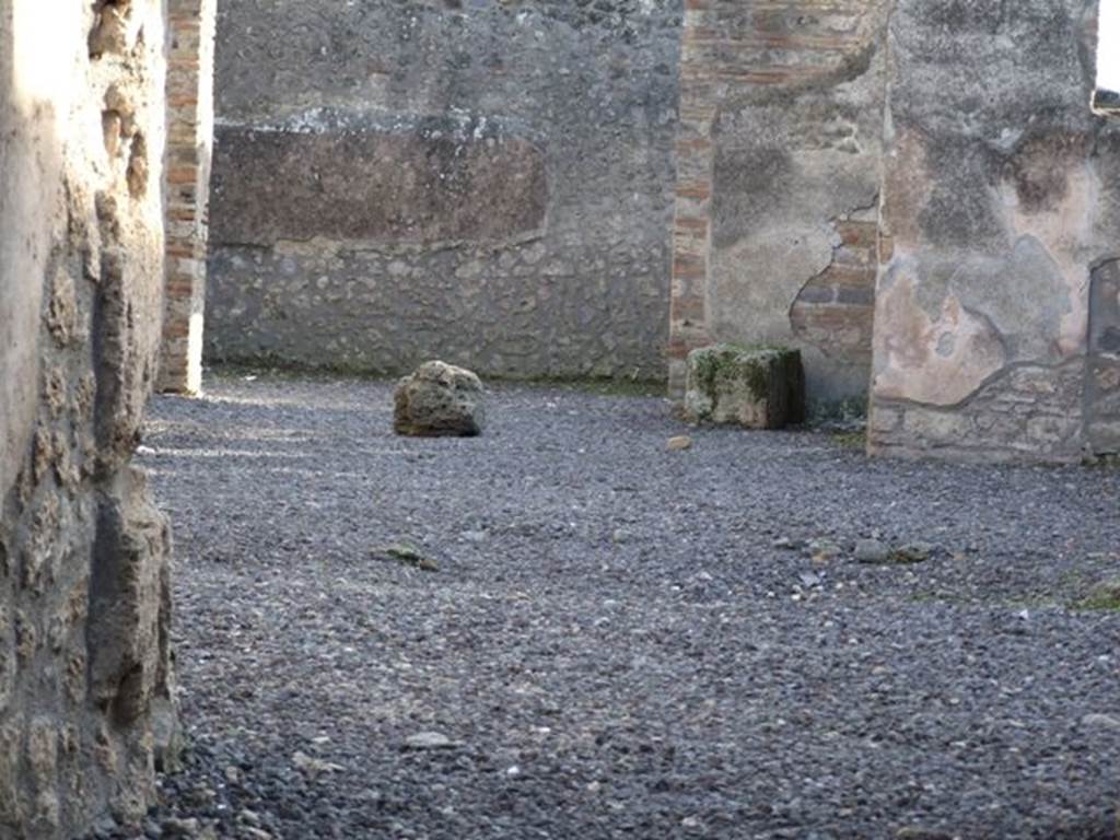 I.11.5 Pompeii. December 2007. Looking south across the atrium. In 1960 a ring seal in bronze with a trident relief with the name L. Habonius Primus on the opposite rectangular space, was found in the atrium. According to Stefani, the correct name for the house should be “Casa di L. Habonius Primus”. See Stefani G. in Guzzo, P. (A cura di), 2006. Argenti a Pompei. Milano, Electa. (p. 151-2).
