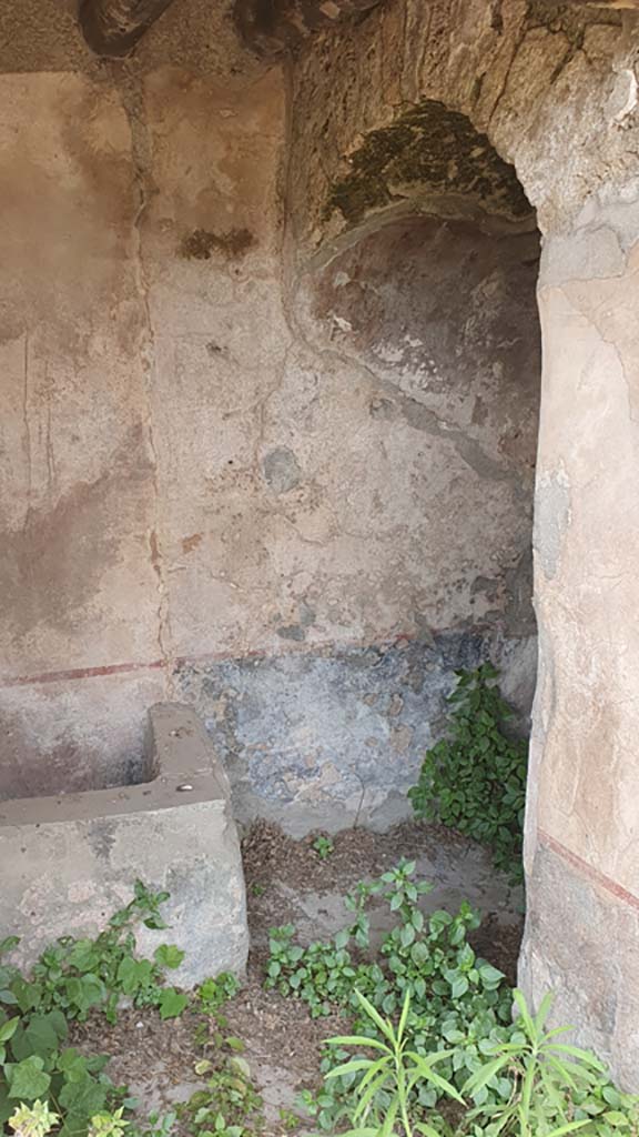 I.11.10 Pompeii. July 2021. Detail from west wall of latrine.  
Foto Annette Haug, ERC Grant 681269 DÉCOR.