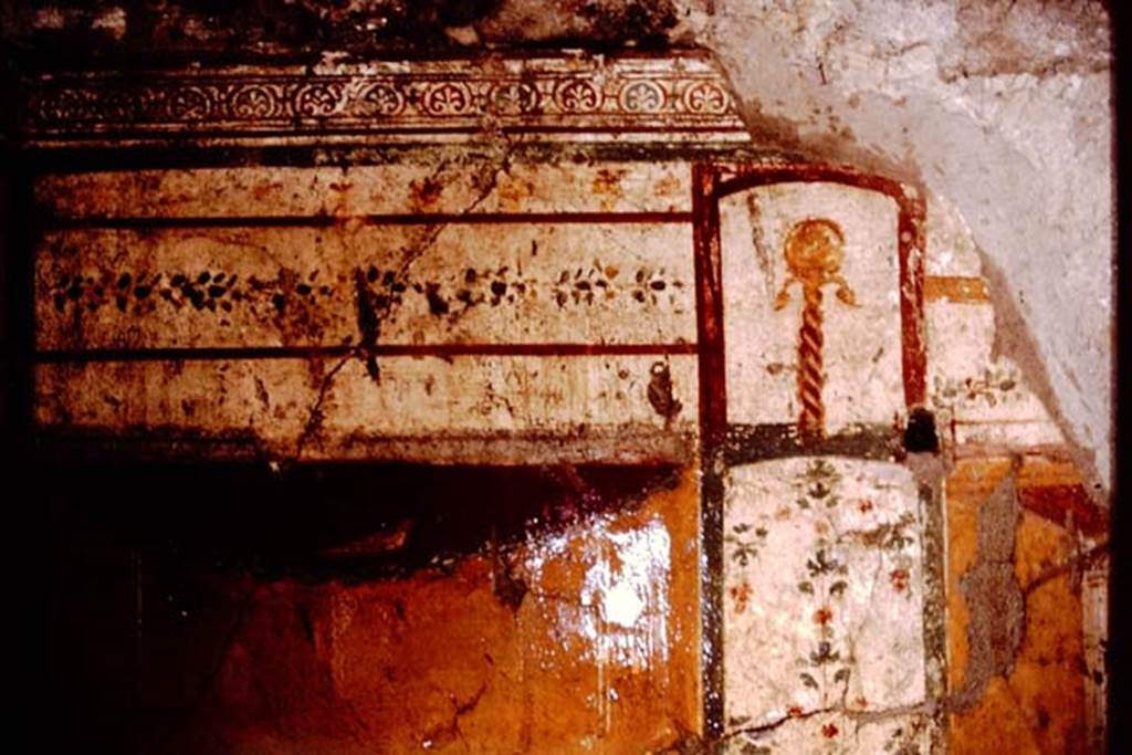 I.11.11 Pompeii. 1964. Painted decoration from east wall.  Photo by Stanley A. Jashemski.
Source: The Wilhelmina and Stanley A. Jashemski archive in the University of Maryland Library, Special Collections (See collection page) and made available under the Creative Commons Attribution-Non Commercial License v.4. See Licence and use details.
J64f1792