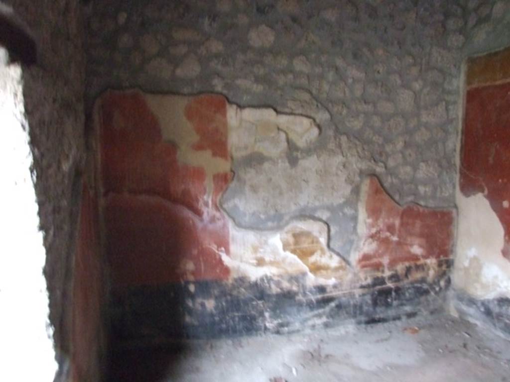 I.11.15 Pompeii.  December 2007.  Room 13.  East wall.  Site of a wall painting of the toilette of Aphrodite in the presence of Ares.  This was entirely removed during a burglary in 1977.  See Bragantini, de Vos, Badoni, 1981. Pitture e Pavimenti di Pompei, Parte 1. Rome: ICCD. (p.161).
