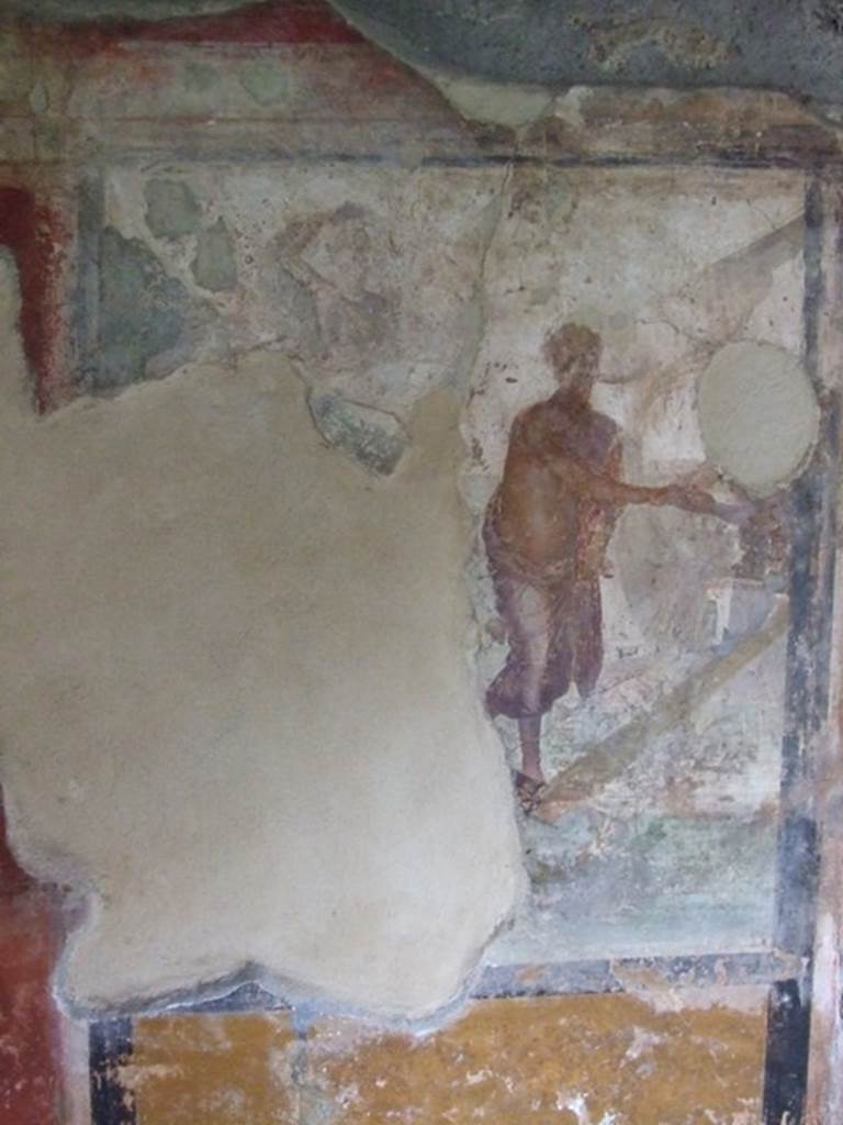 I.11.15 Pompeii.  December 2007.  Room 13.  Remains of the painting of Ariadne abandoned by Theseus.