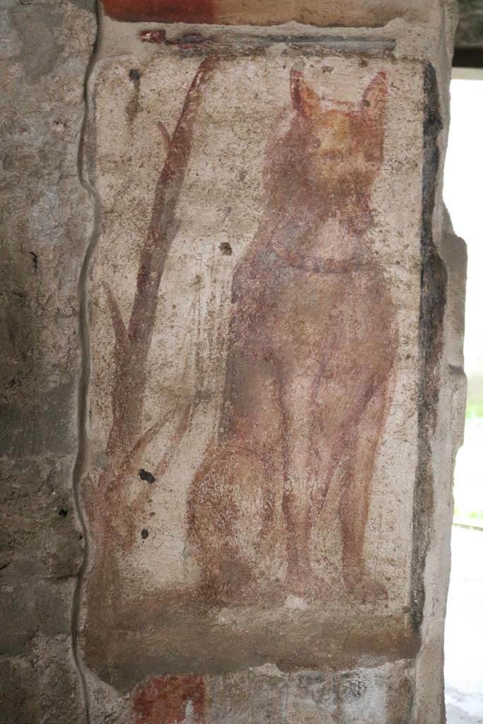 I.12.3 Pompeii. December 2018. 
Room 1, painted guard dog in courtyard. Photo courtesy of Aude Durand.