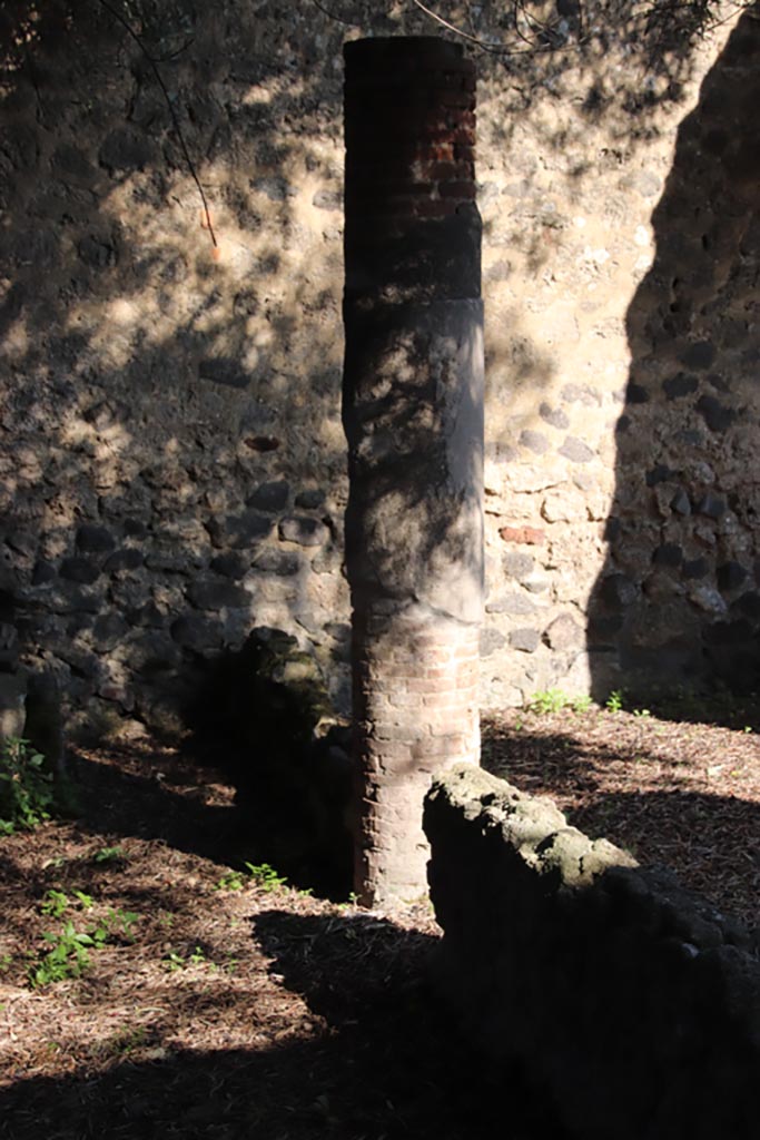 I.12.8 Pompeii. October 2022. 
Detail of column on south portico at east end. Photo courtesy of Klaus Heese.