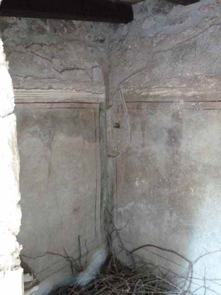 I.13.2 Pompeii. May 2010.  Interior north-east corner.
Interior of small garden building in the south-east corner of the garden which may have been a sacellum.
See Jashemski, W. F., 1993. The Gardens of Pompeii, Volume II: Appendices. New York: Caratzas. (p.56)