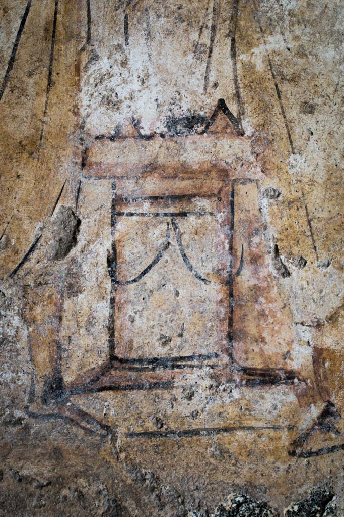 I.13.2 Pompeii. July 2018. Detail of painted altar on lararium painting.
Photo courtesy of Johannes Eber.