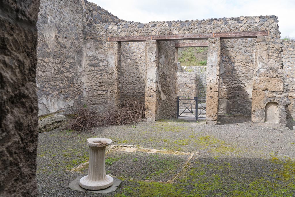 I.13.2 Pompeii. March 2023. 
Looking north across impluvium in atrium towards entrance doorway, in centre. Photo courtesy of Johannes Eber.